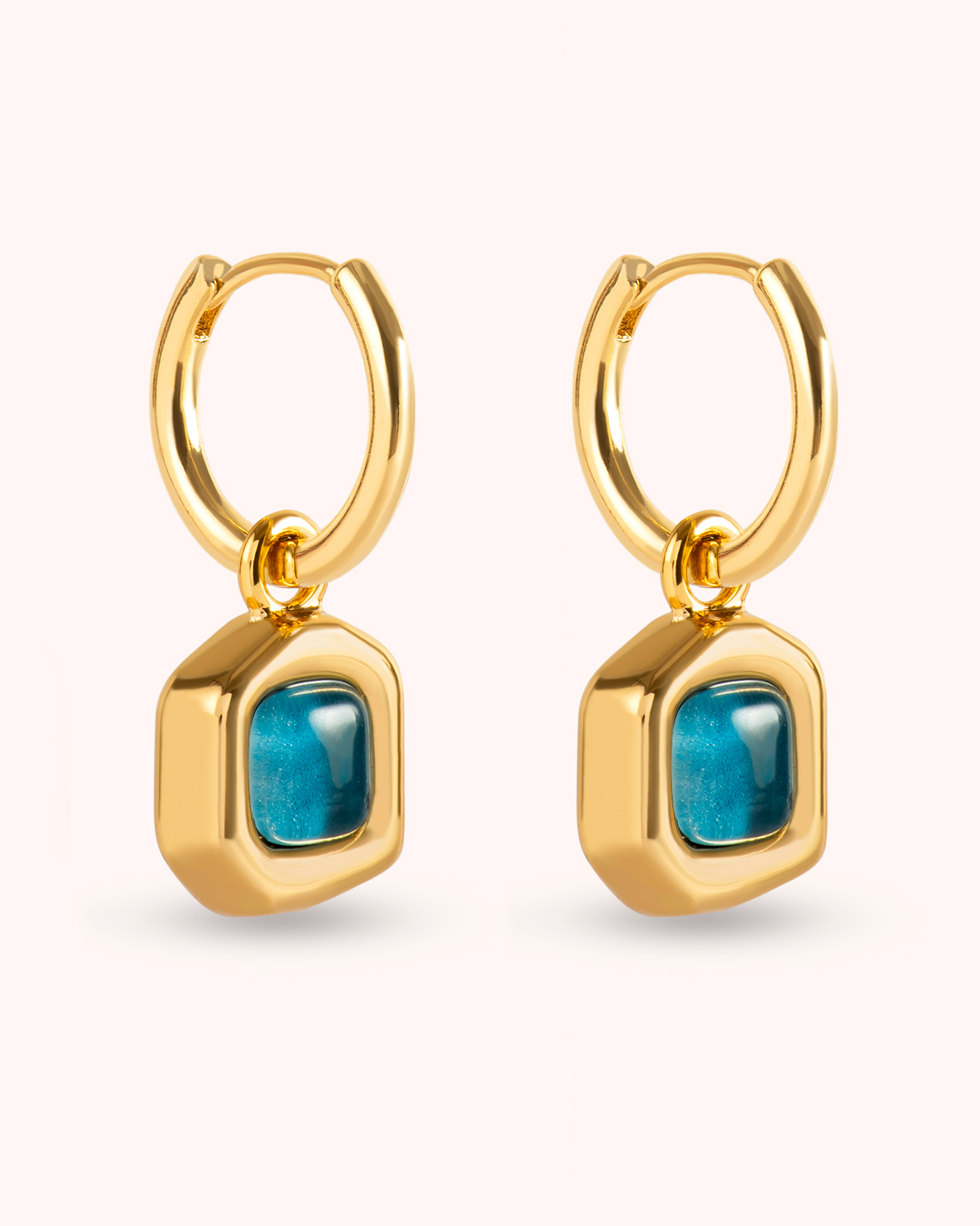 Argola Seixo Azul Laguna - Banho Ouro 18K - Image 5