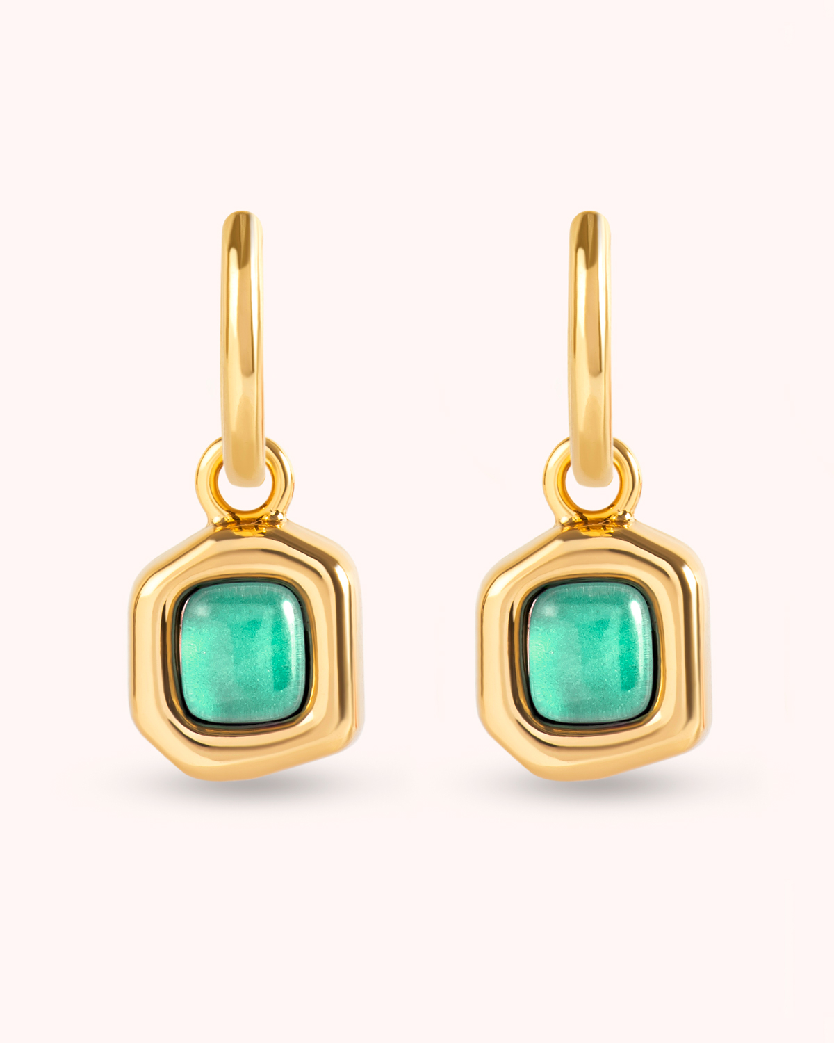Argola Seixo Verde Água - Banho Ouro 18K - Image 5