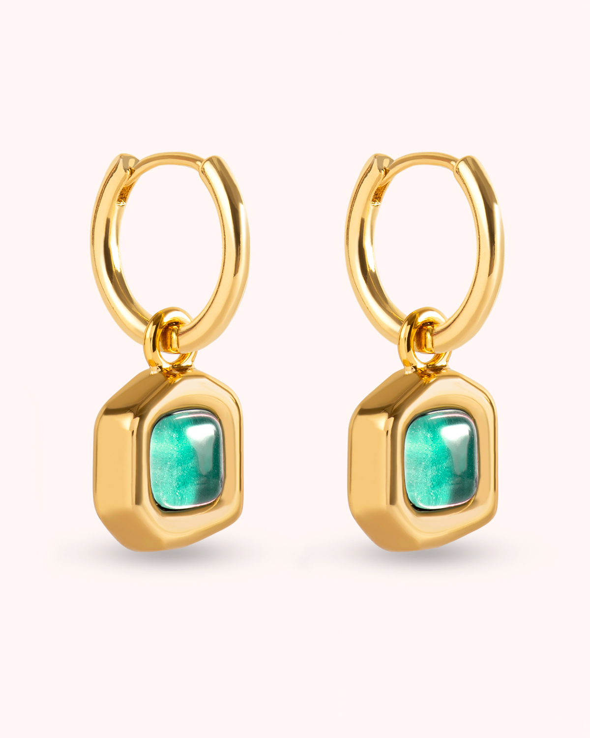 Argola Seixo Verde Água - Banho Ouro 18K - Image 6
