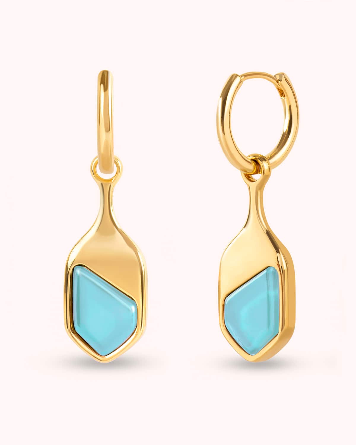 Argola Gaia Azul Turquesa - Banho Ouro 18K