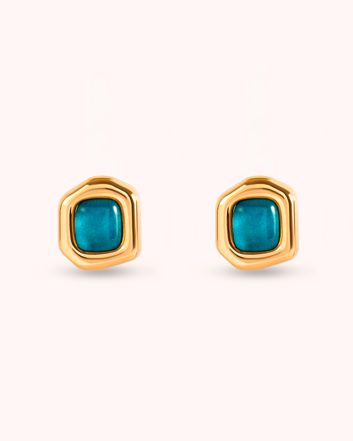 Brinco Seixo Azul Laguna - Banho Ouro 18K