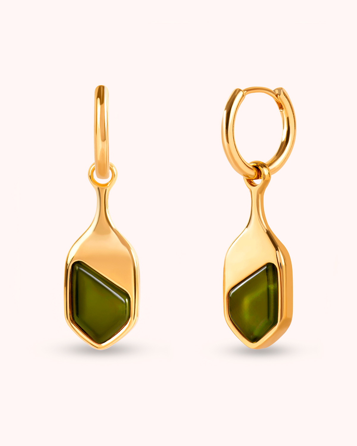 Argola Gaia Verde - Banho Ouro 18K